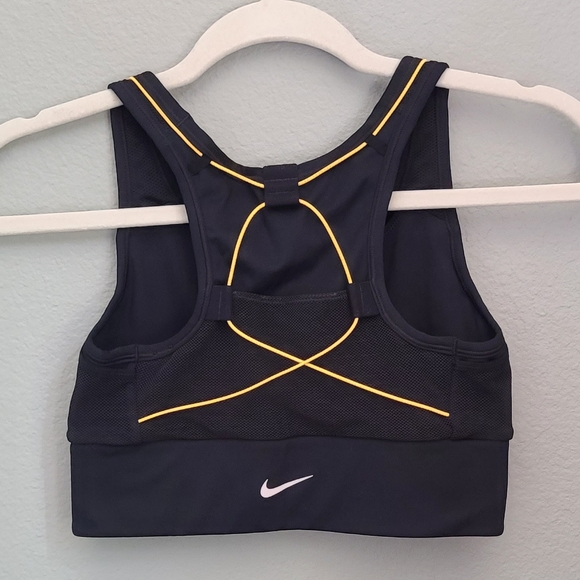 Nike Black With Yellow Cording Compression Style Dri Fit Sports Bra XS - Picture 4 of 10